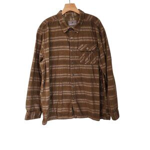 Royal Robbins Corduroy Plaid Shirt Brown Casual‎ Flannel Cotton Mens XXL 2XL EUC